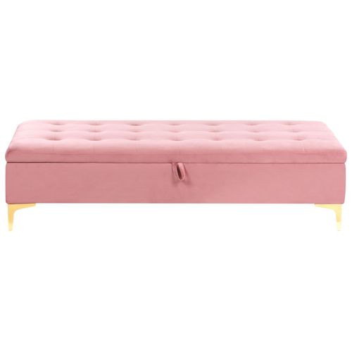 Pouf De Rangement Aberdeen Velours Rose
