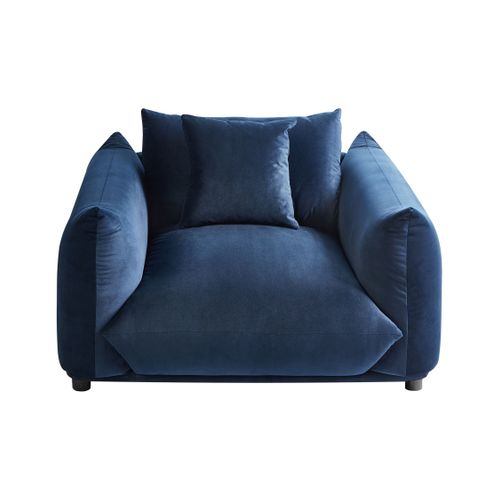 Fauteuil Luvos Velours Bleu Foncé