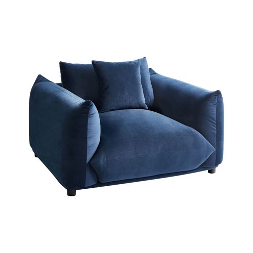 Fauteuil Luvos Velours Bleu Foncé
