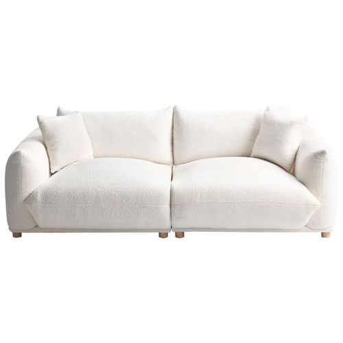 Canapé 3 Places Luvos Bouclé Blanc Cassé