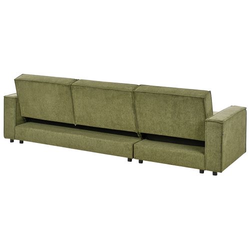 Canapé-lit D'angle 3 Places Romedal Ii Tissu Vert Foncé Côté Droit