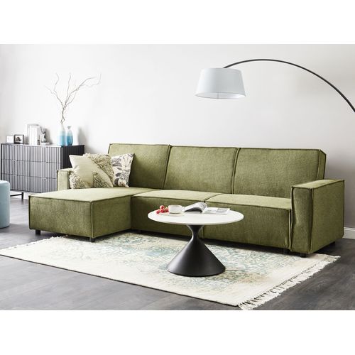 Canapé-lit D'angle 3 Places Romedal Ii Tissu Vert Foncé Côté Droit