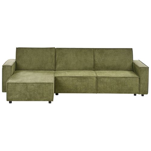 Canapé-lit D'angle 3 Places Romedal Ii Tissu Vert Foncé Côté Droit