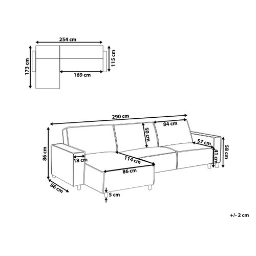 Canapé-lit D'angle 3 Places Romedal Ii Tissu Vert Foncé Côté Droit