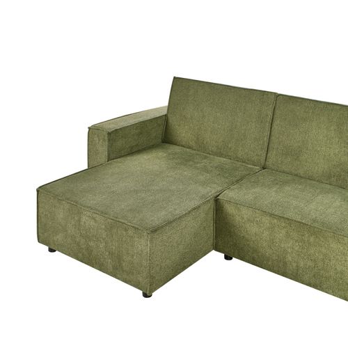 Canapé-lit D'angle 3 Places Romedal Ii Tissu Vert Foncé Côté Droit