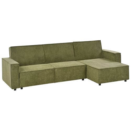 Canapé-lit D'angle 3 Places Romedal Ii Tissu Vert Foncé Côté Gauche