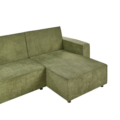 Canapé-lit D'angle 3 Places Romedal Ii Tissu Vert Foncé Côté Gauche