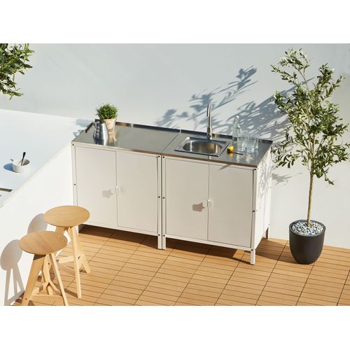 Meuble De Cuisine D'extérieur Avec Évier Vilama Blanc