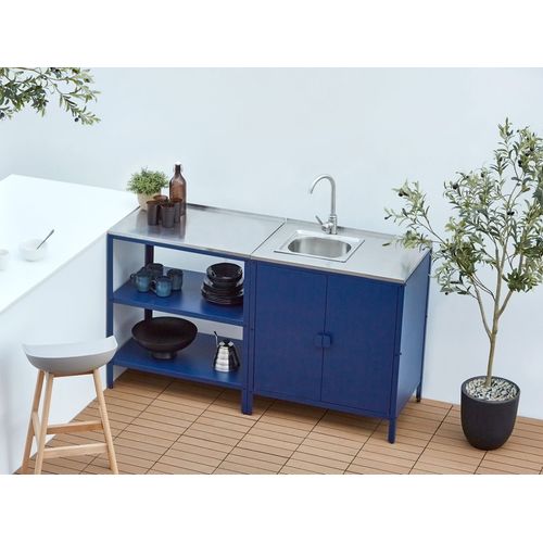 Cuisine D'extérieur 2 Pièces Avec Évier Vilama Métal Bleu