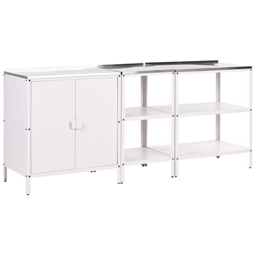 Cuisine D'extérieur 3 Pièces Vilama Métal Blanc