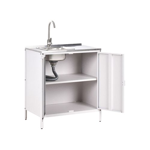 Cuisine D'extérieur 4 Pièces Avec Évier Vilama Métal Blanc