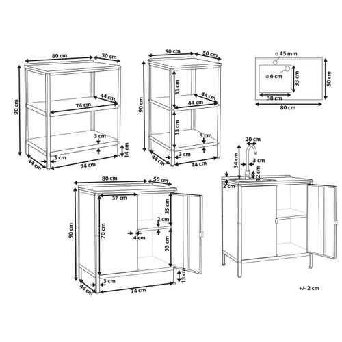 Cuisine D'extérieur 4 Pièces Avec Évier Vilama Métal Blanc