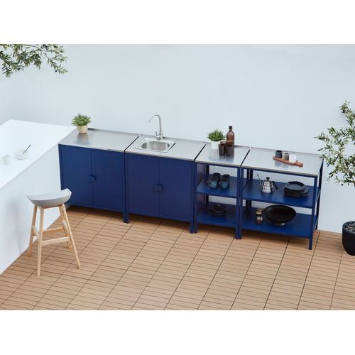 Cuisine D'extérieur 4 Pièces Avec Évier Vilama Métal Bleu