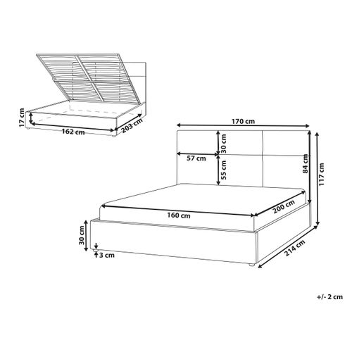 Lit Ottoman Tissu Lagord 160 X 200 Cm Blanc Cassé