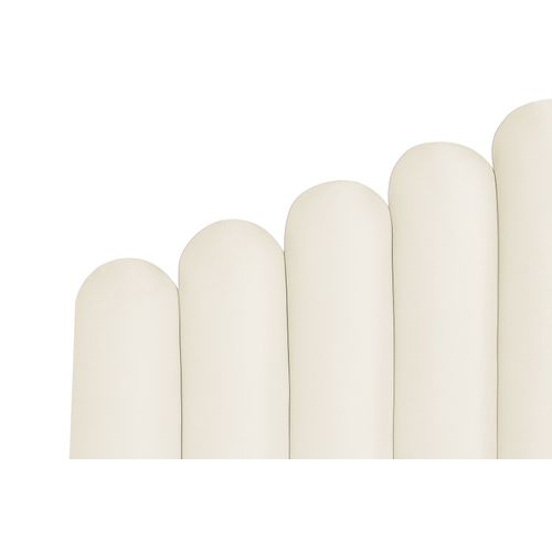 Lit Avec Sommier Velours Vincennes 140 X 200 Cm Blanc Cassé