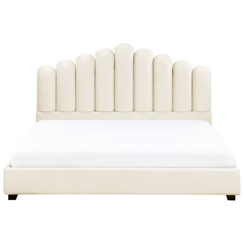 Lit à Eau Velours Vincennes 180 X 200 Cm Blanc Cassé