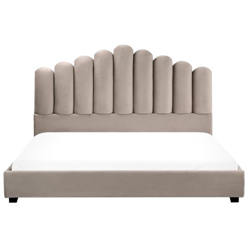 Lit Avec Sommier Velours Vincennes 180 X 200 Cm Taupe