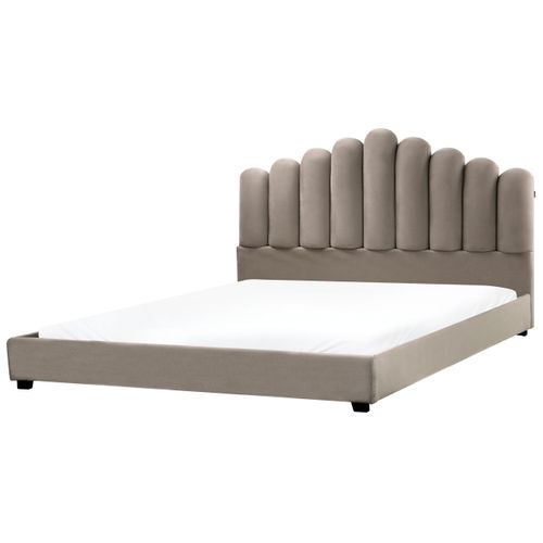 Lit Avec Sommier Velours Vincennes 180 X 200 Cm Taupe