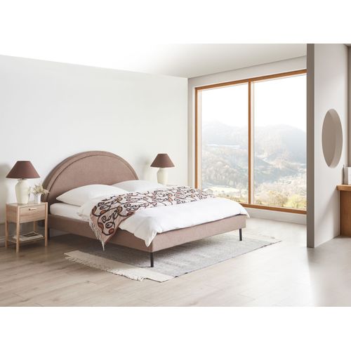 Lit Avec Sommier Bouclé Margut 160 X 200 Cm Taupe