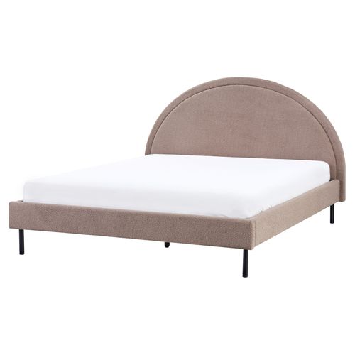 Lit Avec Sommier Bouclé Margut 160 X 200 Cm Taupe