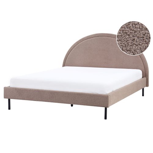 Lit Avec Sommier Bouclé Margut 160 X 200 Cm Taupe