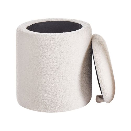 Lot De 2 Poufs Avec Rangement Berea Bouclé Blanc Cassé