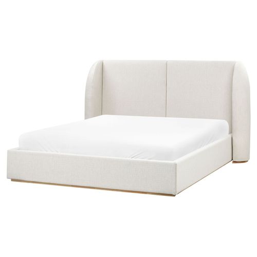 Lit Ottoman Tissu Monestier 160 X 200 Cm Blanc Cassé