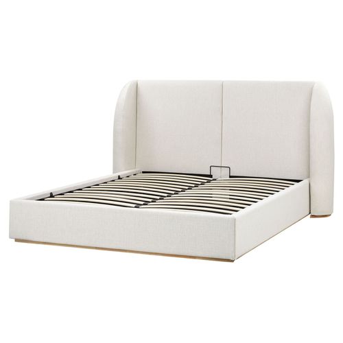 Lit Ottoman Tissu Monestier 160 X 200 Cm Blanc Cassé