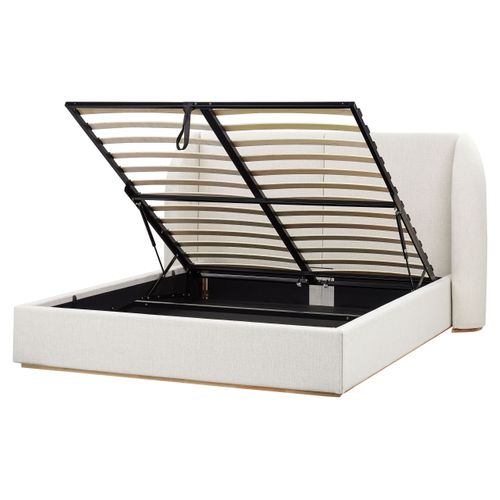 Lit Ottoman Tissu Monestier 160 X 200 Cm Blanc Cassé