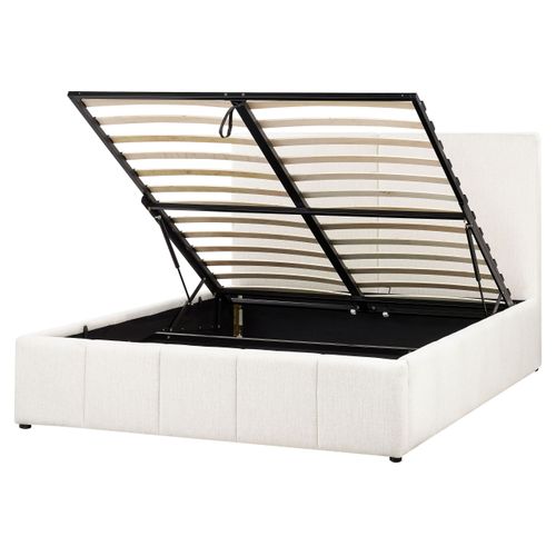 Lit Ottoman Tissu Castelnavet 160 X 200 Cm Blanc Cassé