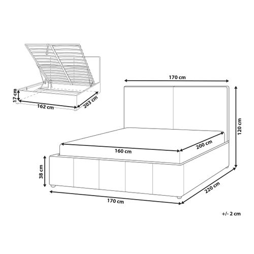 Lit Ottoman Tissu Castelnavet 160 X 200 Cm Blanc Cassé