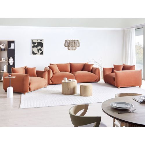 Ensemble De Salon 5 Places Luvos Velours Marron Doré