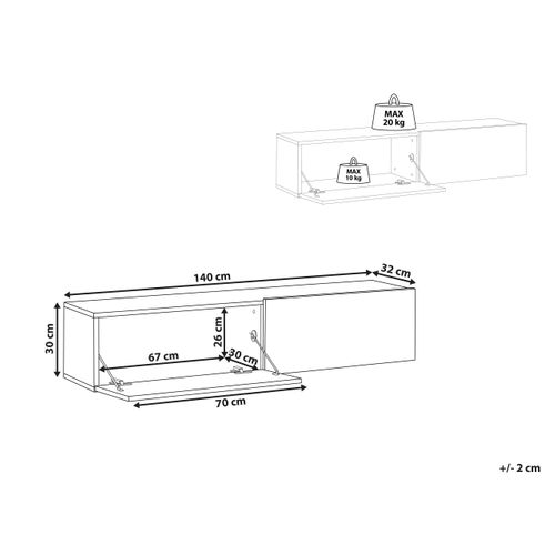 Meuble TV Mural Gladstone Marron/blanc