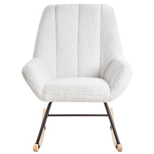Fauteuil à Bascule Kinno Bouclé Blanc Cassé