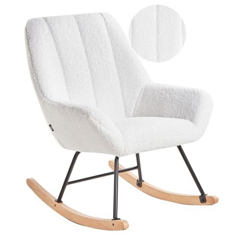 Fauteuil à Bascule Kinno Bouclé Blanc Cassé