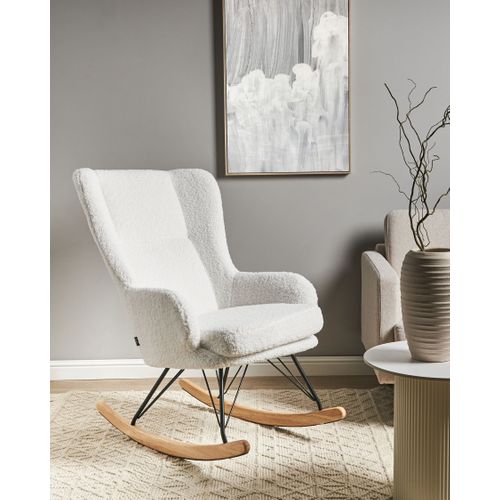 Fauteuil à Bascule Luoma Bouclé Blanc Cassé