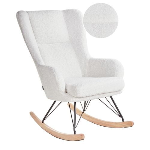 Fauteuil à Bascule Luoma Bouclé Blanc Cassé