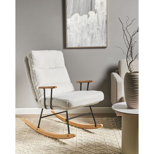 Fauteuil à Bascule Eskelin Bouclé Blanc Cassé