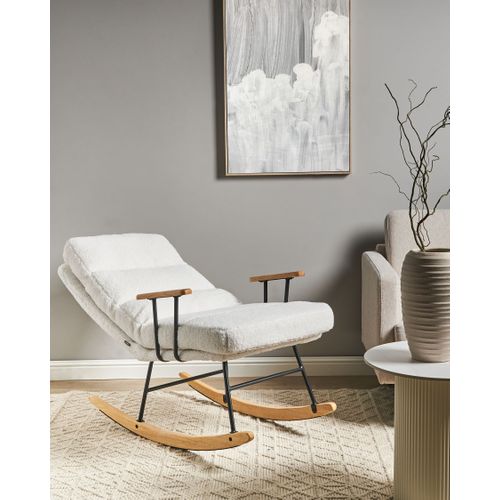 Fauteuil à Bascule Eskelin Bouclé Blanc Cassé