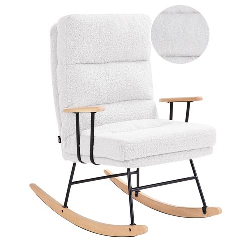 Fauteuil à Bascule Eskelin Bouclé Blanc Cassé
