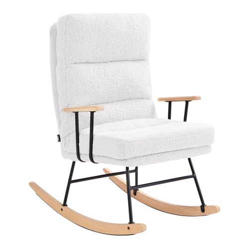 Fauteuil à Bascule Eskelin Bouclé Blanc Cassé