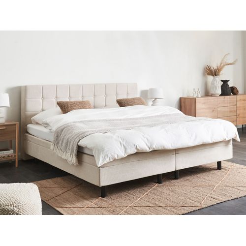 Lit Réglable Tissu Duke 180 X 200 Cm Beige Clair