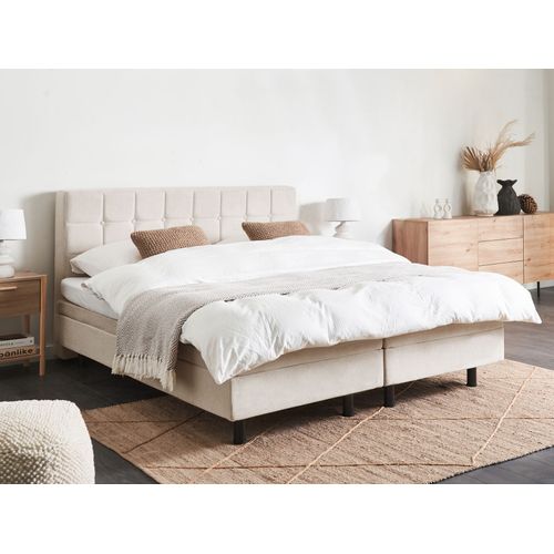 Lit Réglable Tissu Duke 160 X 200 Cm Beige Clair