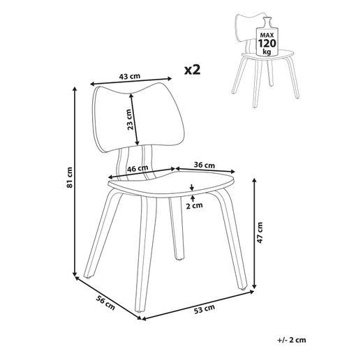 Lot De 2 Chaises De Salle à Manger Diana Bois Marron Foncé