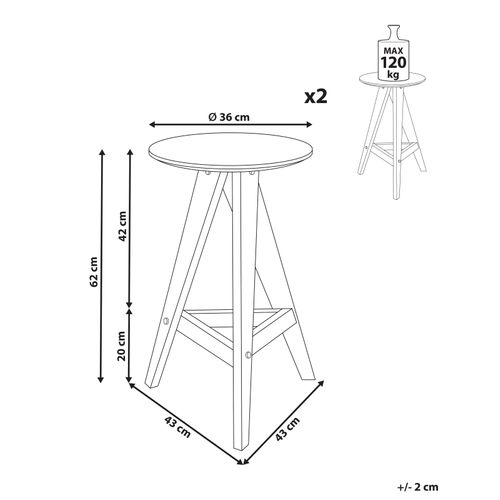 Lot De 2 Tabourets De Bar Aroma Bois Marron Foncé