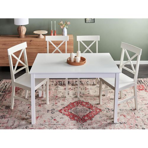 Table De Repas Barlee Blanc 120 Cm 75 Cm Bois De Peuplier