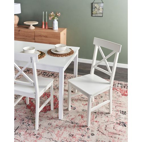 Lot De 2 Chaises De Salle à Manger Barlee Bois De Peuplier Blanc