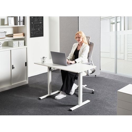 Bureau Réglable En Hauteur Électriquement Tavares Blanc 120 Cm 60 Cm