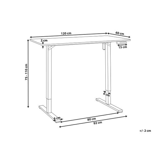 Bureau Réglable En Hauteur Électriquement Tavares Blanc 120 Cm 60 Cm
