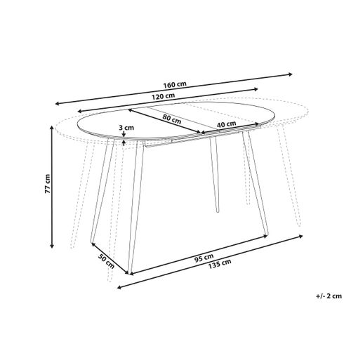 Table De Salle à Manger Extensible Clavet Marron Clair 120/160 Cm 80 Cm